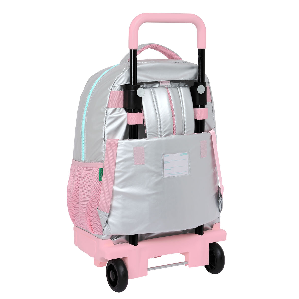 Школьный рюкзак с колесиками Benetton Silver Стеганый Серебристый 33 X 45 X 22 cm-3