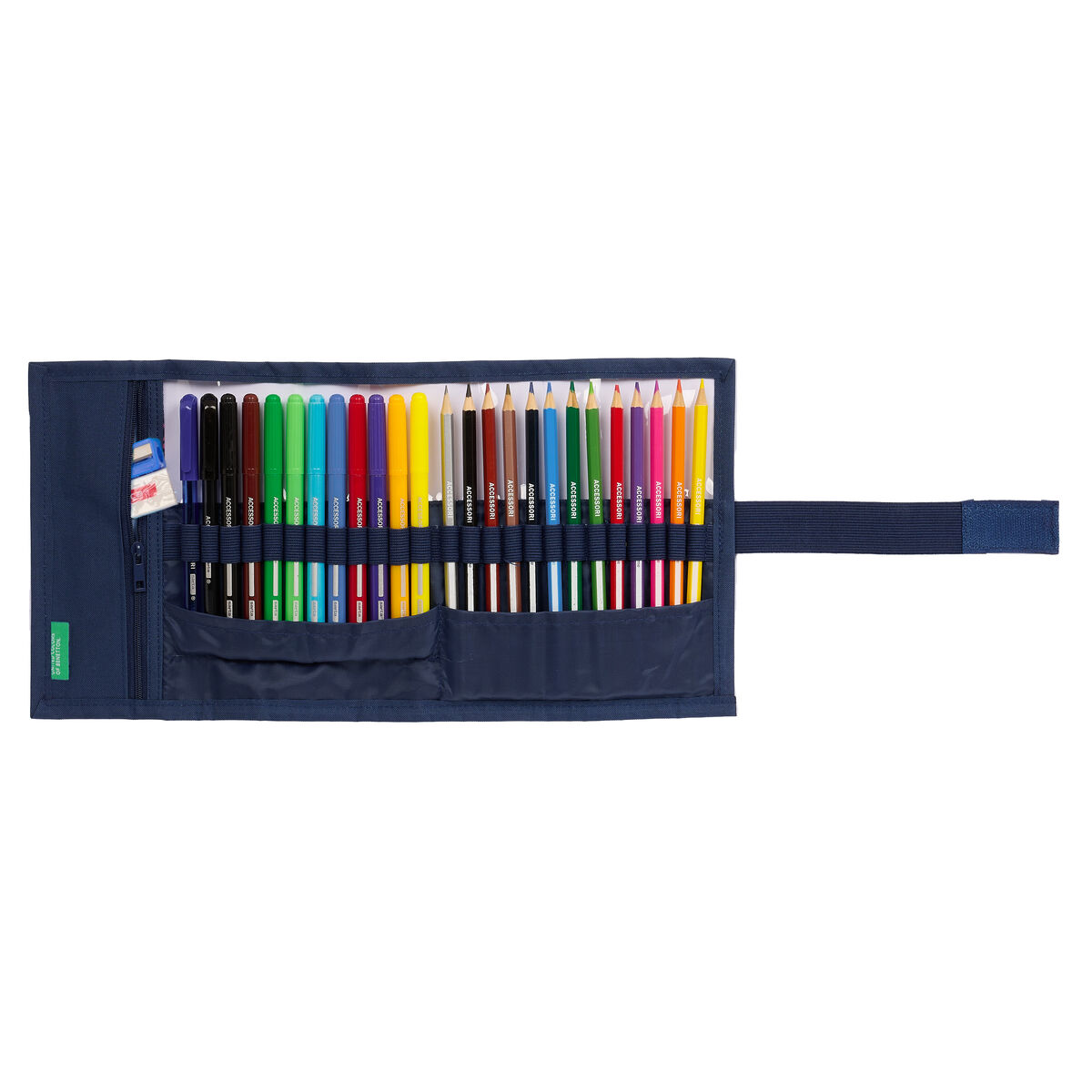 Пенал Benetton Cool Тёмно Синий 7 x 20 x 7 cm Roll-up 27 Предметы-3