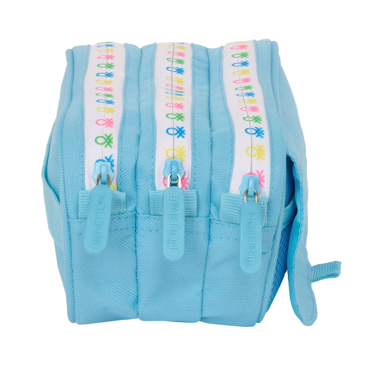 Тройной пенал Benetton Spring Небесный синий 21,5 x 10 x 8 cm-2