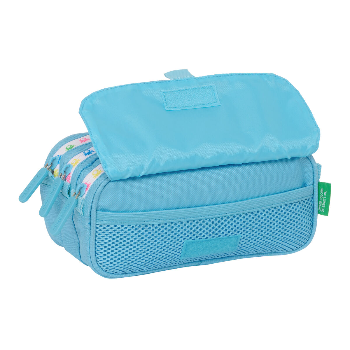 Тройной пенал Benetton Spring Небесный синий 21,5 x 10 x 8 cm-3