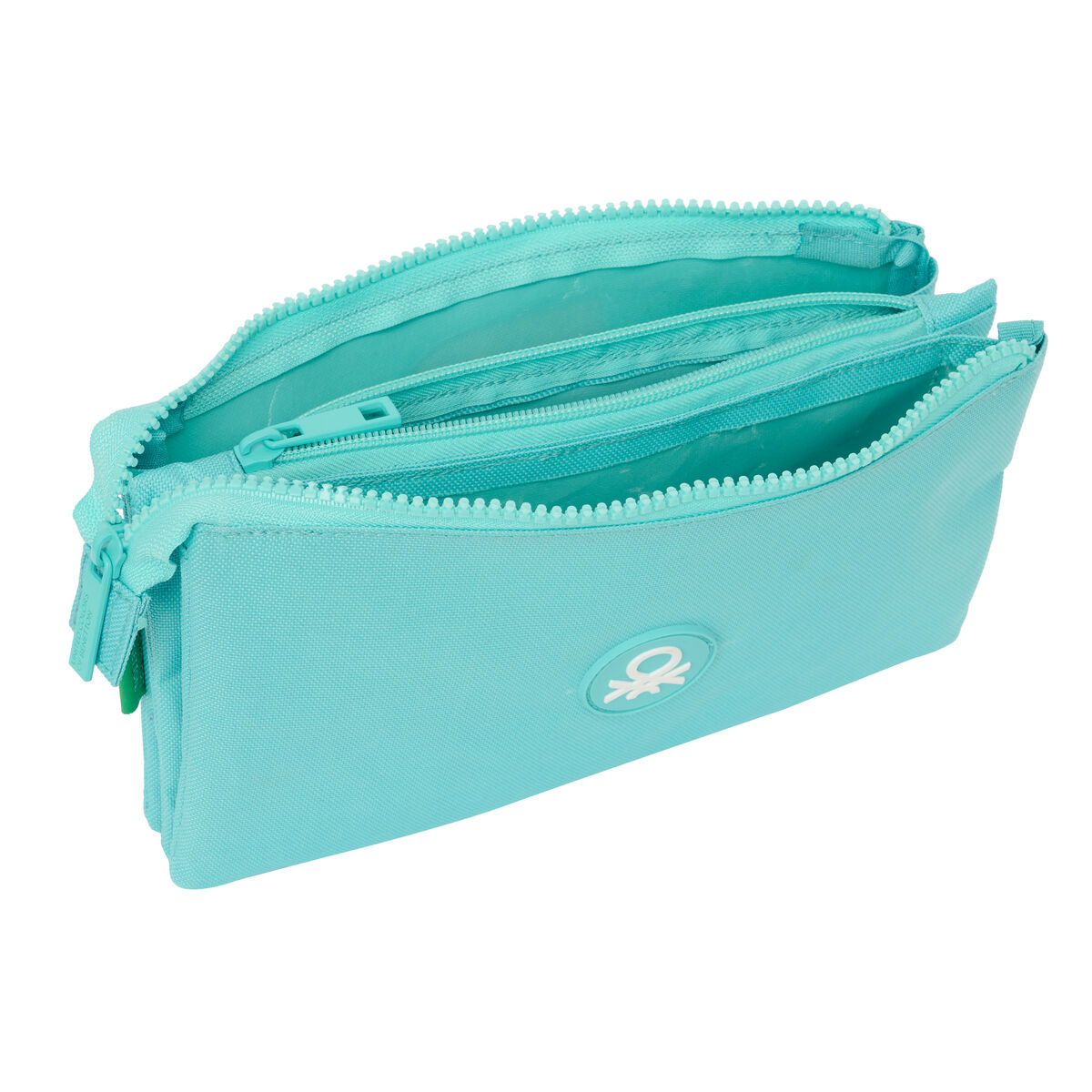 Тройной пенал Benetton Letter Зеленый 22 x 12 x 3 cm-3
