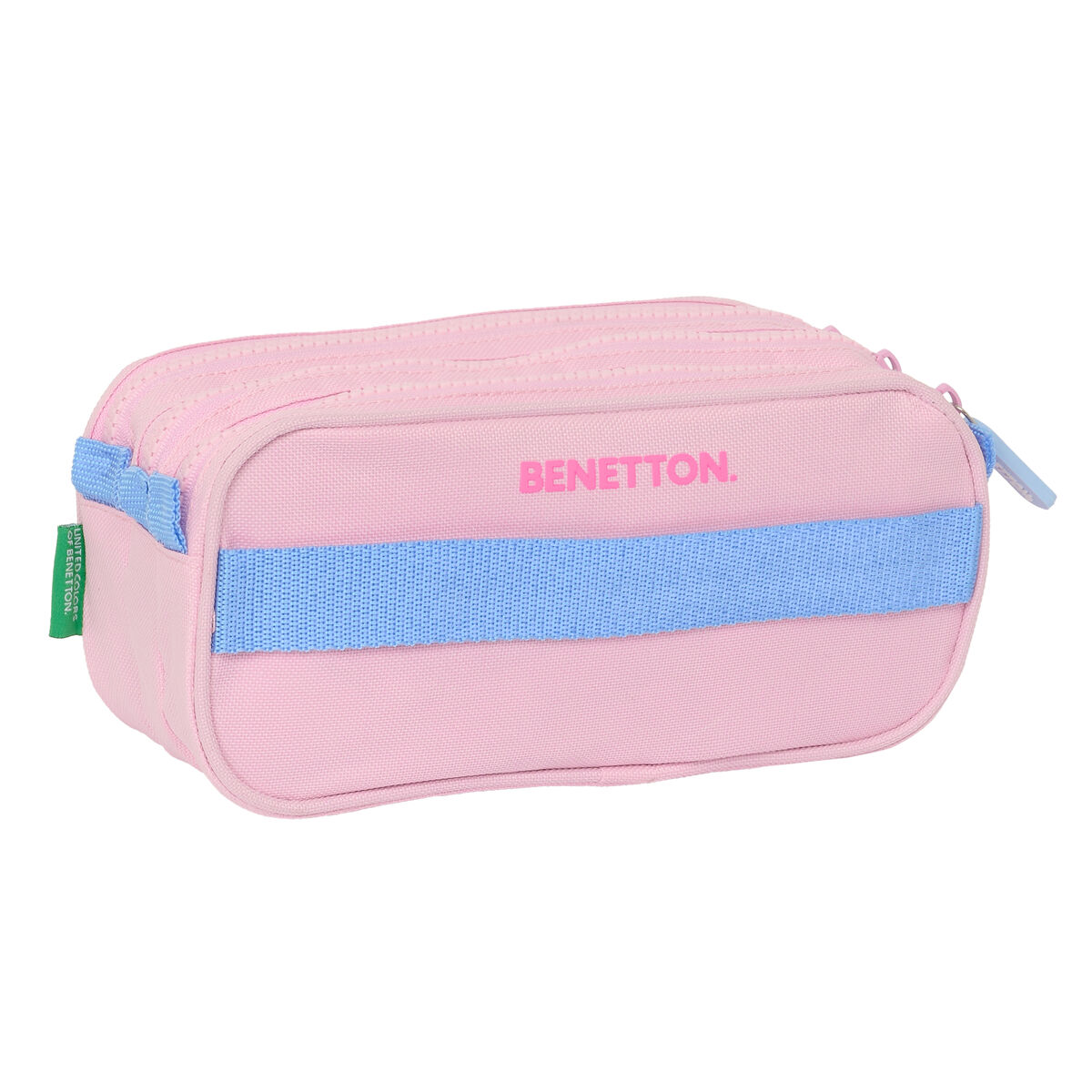 Тройной пенал Benetton Pink Розовый 21,5 x 10 x 8 cm-2