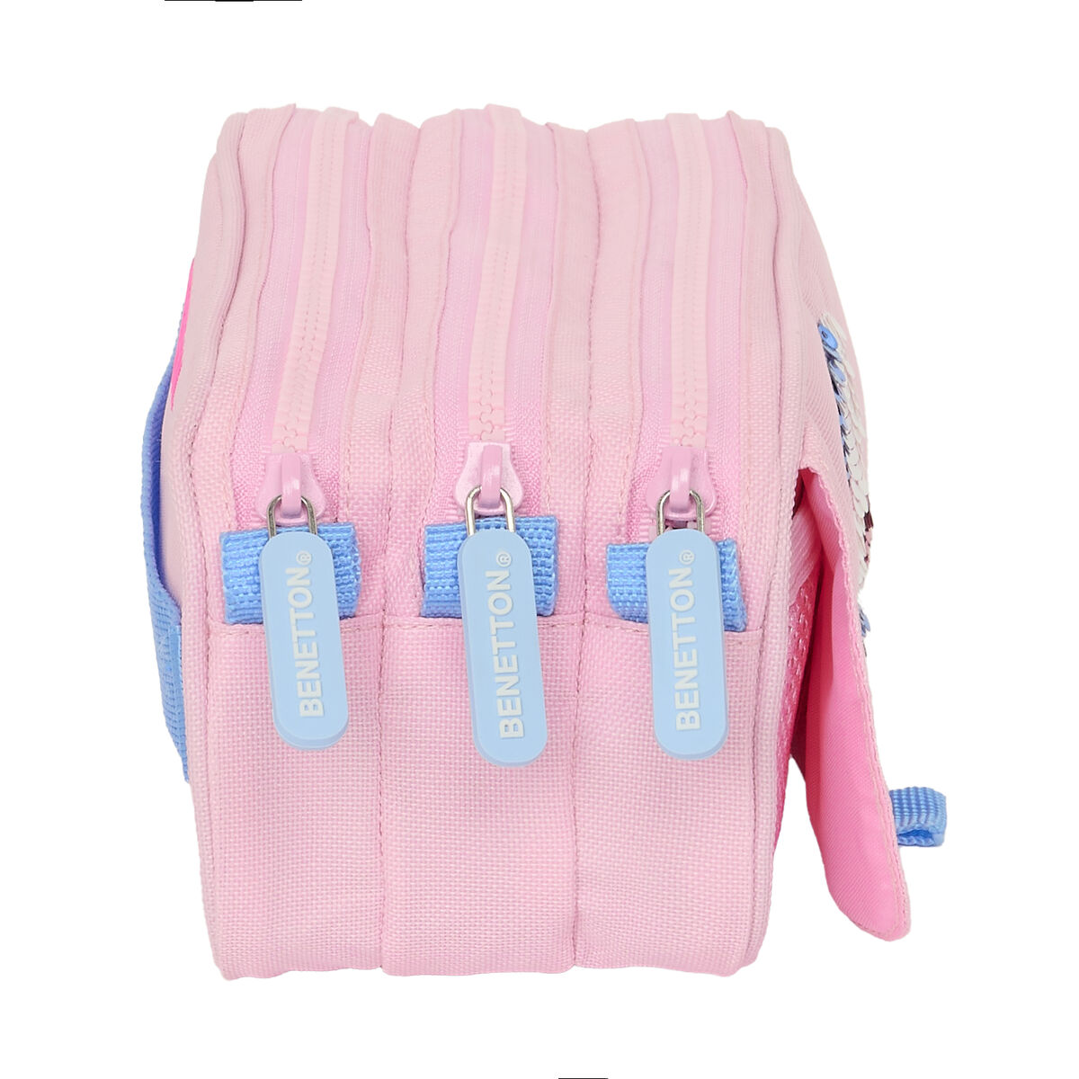 Тройной пенал Benetton Pink Розовый 21,5 x 10 x 8 cm-3