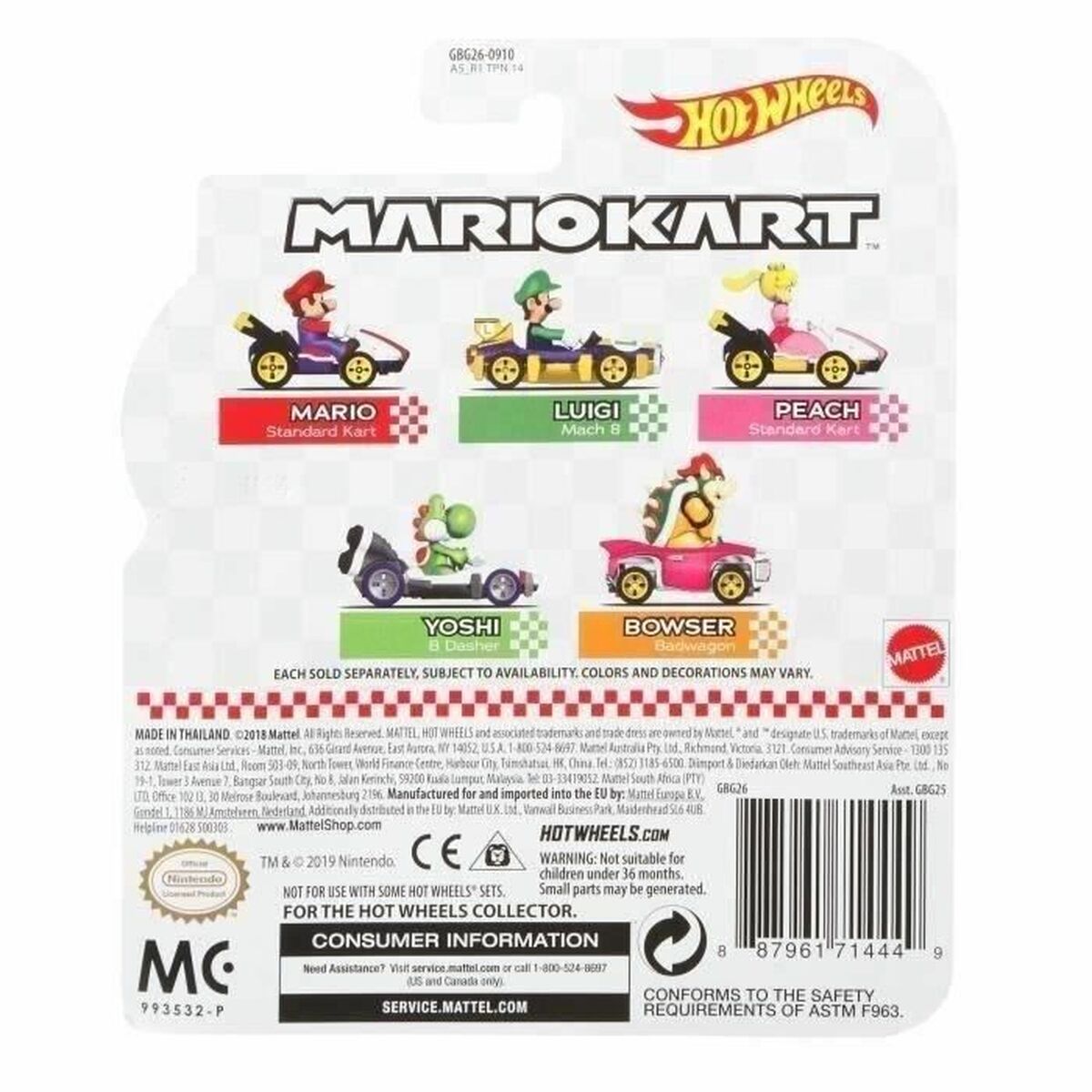 Hot Wheels Mario Kart Toy Car 1:64-6