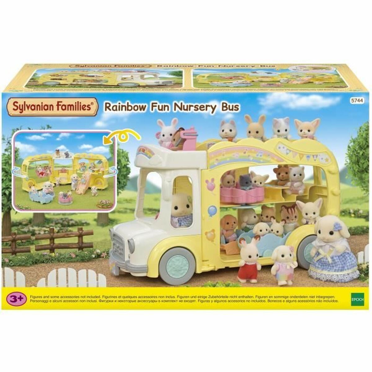 Sylvanian Families 5744 Rainbow Fun Nursery Bus Dollhouse Accessories-2