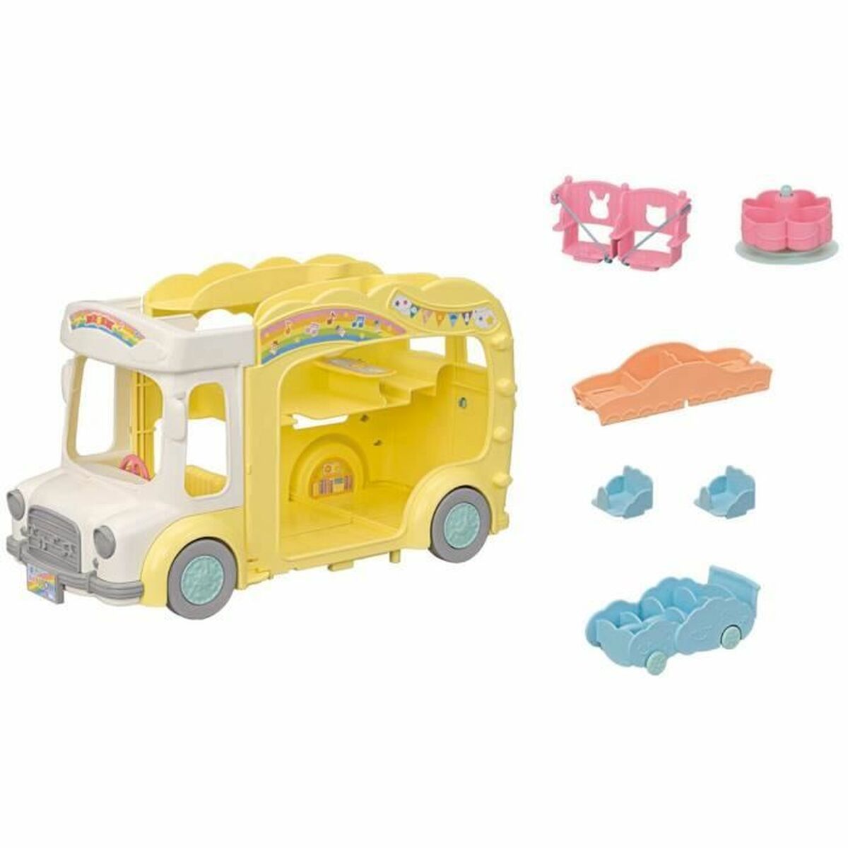 Sylvanian Families 5744 Rainbow Fun Nursery Bus Dollhouse Accessories-4