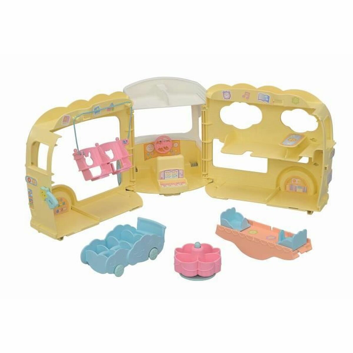Sylvanian Families 5744 Rainbow Fun Nursery Bus Dollhouse Accessories-5