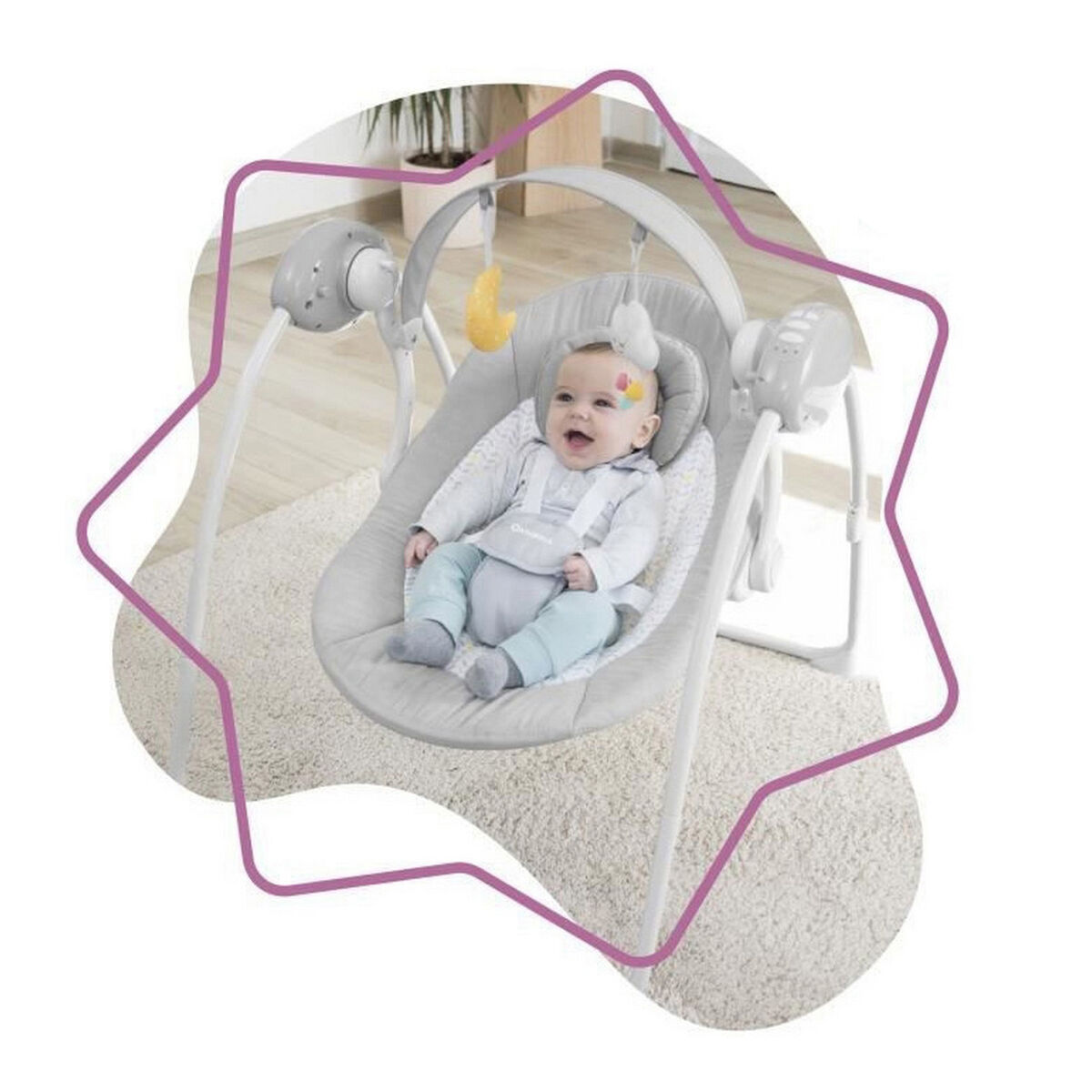Кресло-качалка Badabulle Candy Comfort Swing Серый Белый-5