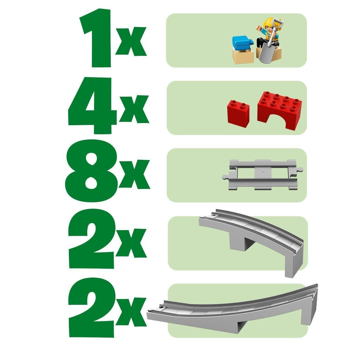 Набор машинок   Lego DUPLO 10872 Train rails and bridge         26 Предметы-3
