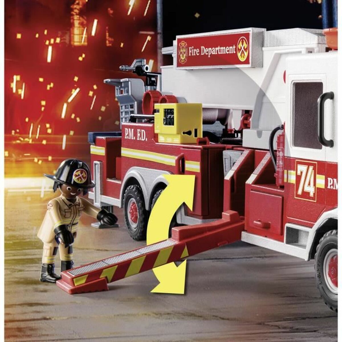 Playmobil Fire Truck with Ladder set 70935 113 Items-3