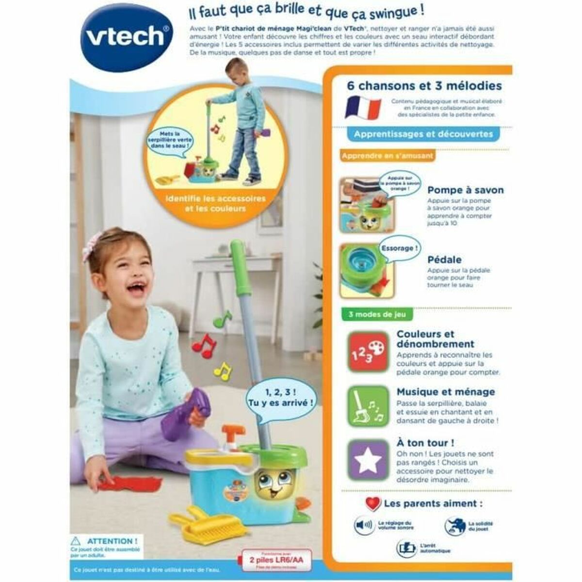 Набор для чистки и хранения Vtech Little Magi'clean Cleaning Trolley Игрушки-2