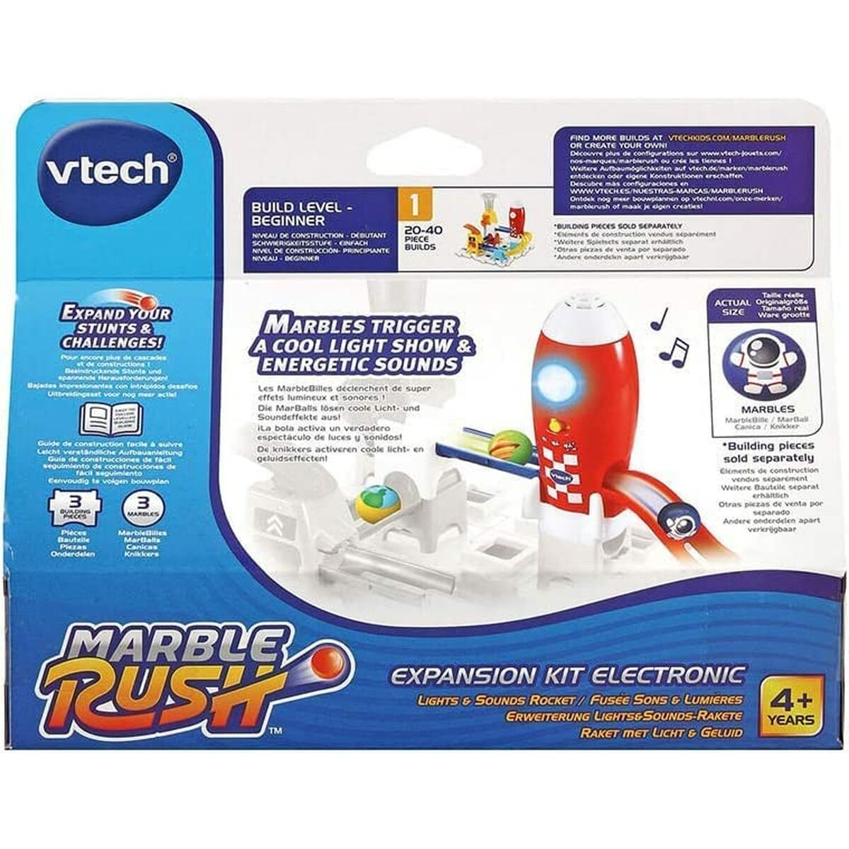 Juego de bolas de vidrio Vtech Marble Rush - Expansión Kit Electronic - Pista Raket Pista c Rampas 3 Artículos + 4 Años