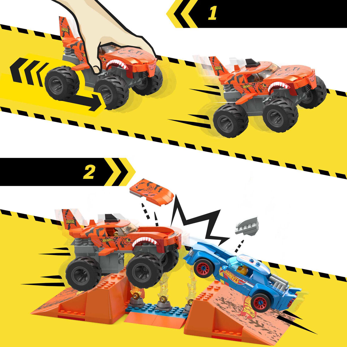 Строительный комплект Hot Wheels Mega Construx - Smash & Crash Shark Race 245 Предметы-4