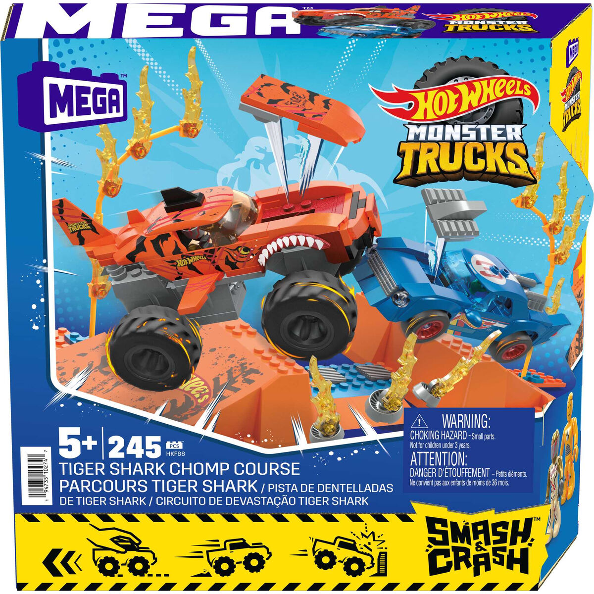 Строительный комплект Hot Wheels Mega Construx - Smash & Crash Shark Race 245 Предметы-6