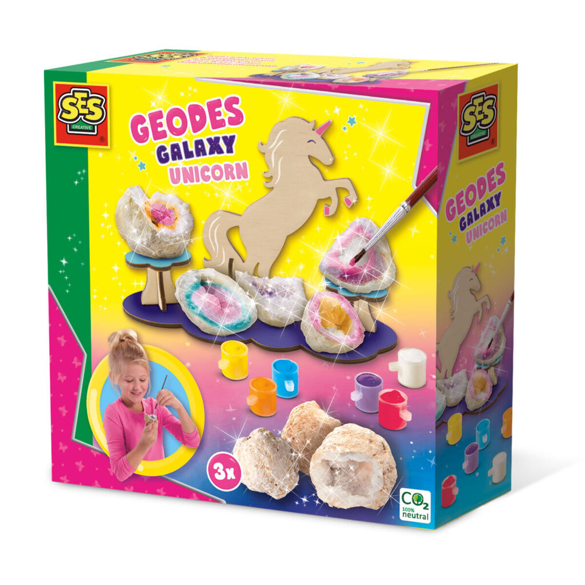 Conjunto artesanal SES Creative Geodes Galaxy Unicorn Pedras Decorativas