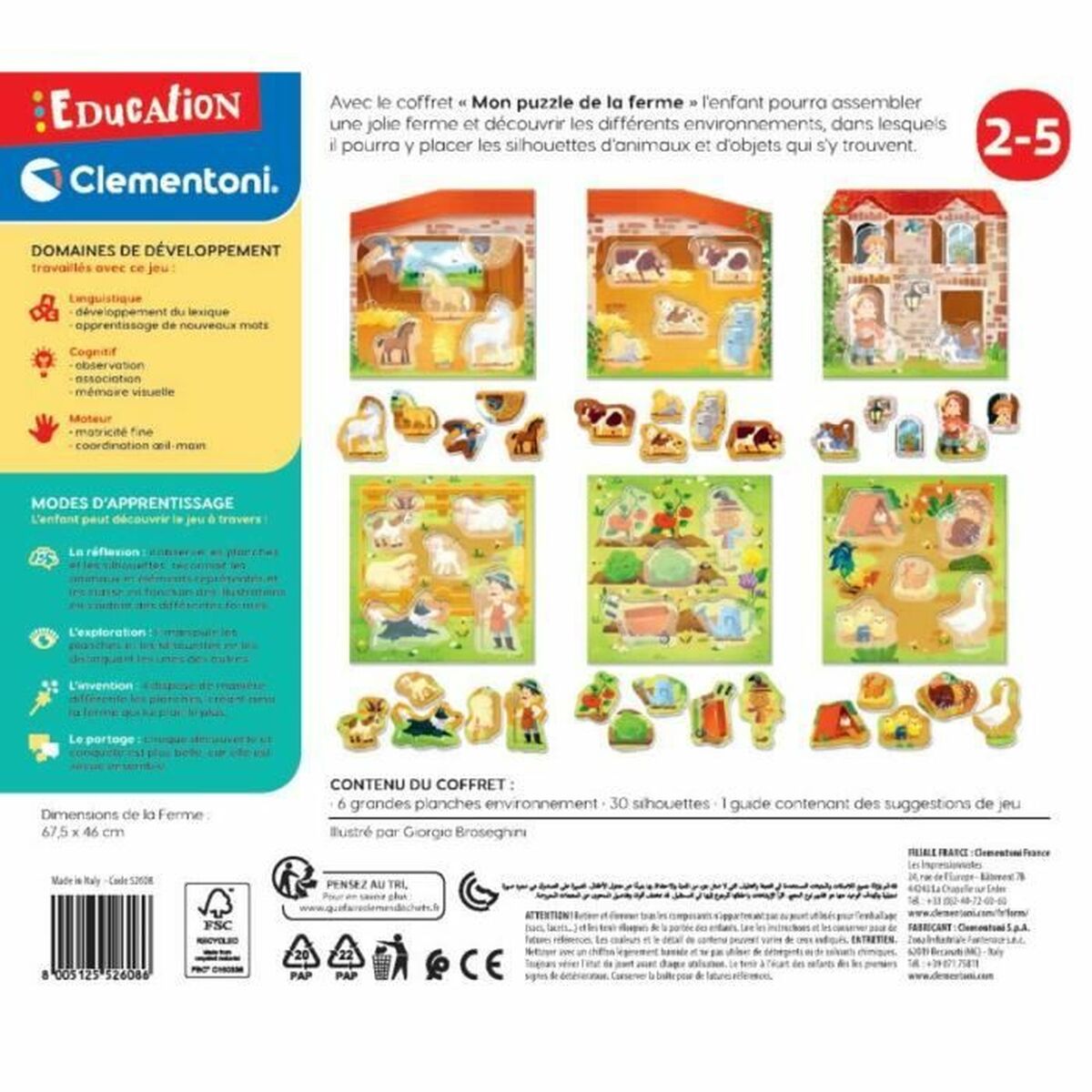 Образовательный набор Clementoni Mon Puzzle de la Ferme (FR) Разноцветный (30 Предметы)-2