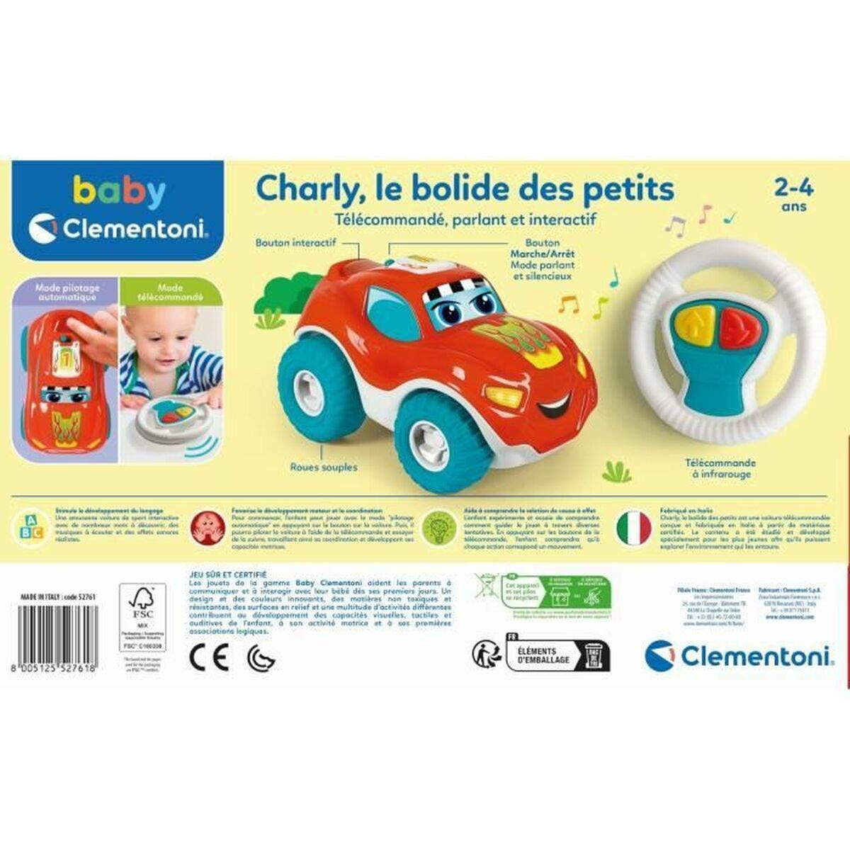 Машинка на радиоуправлении Clementoni Charly, le bolide-4