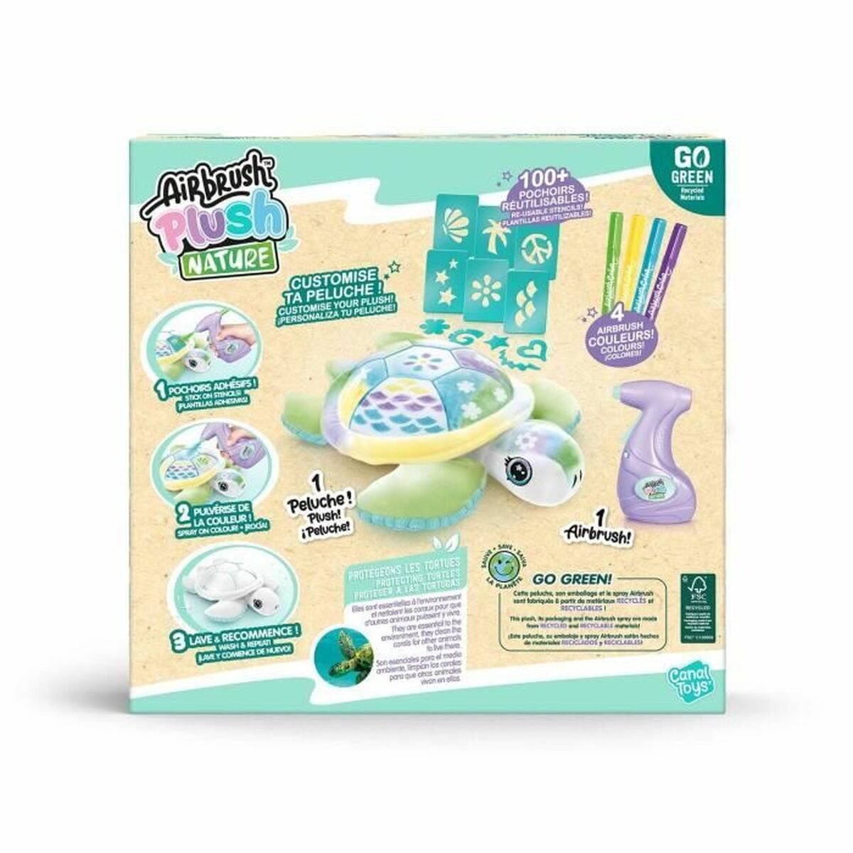 Плюшевая игрушка для раскраски Airbrush Plus Nature Canal Toys Turtle-6