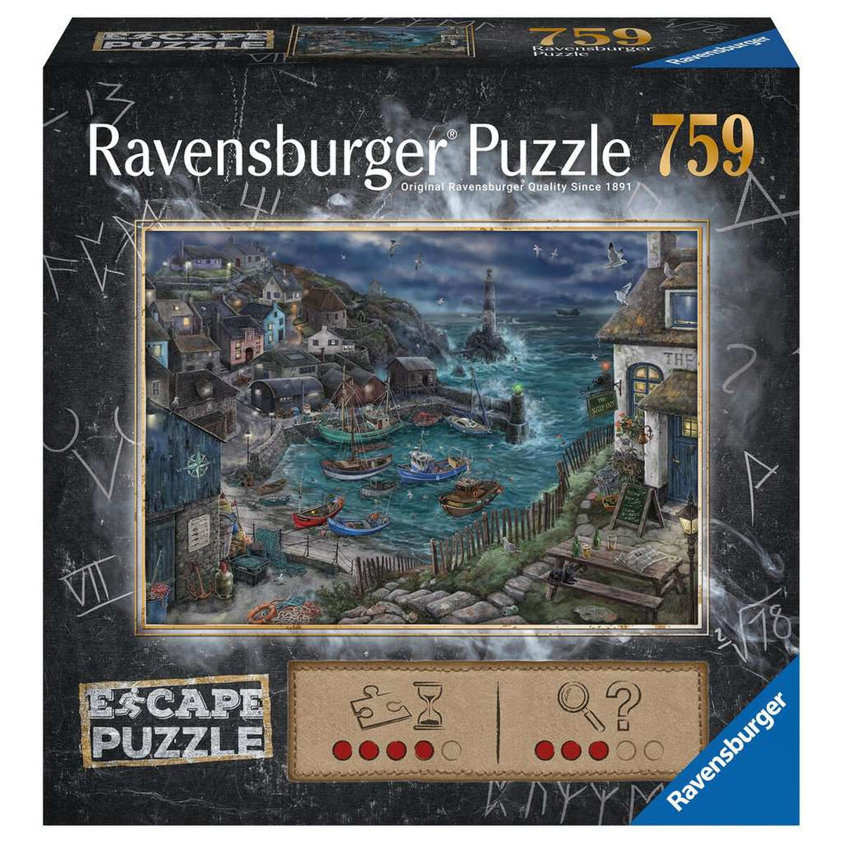 O quebra-cabeças Ravensburger 17528 Escape - Treacherous Harbor 759 Itens