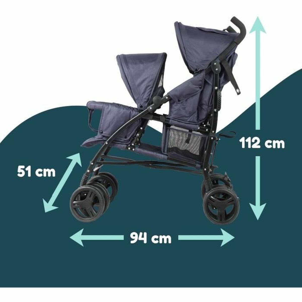 Детская коляска Bambisol Double Cane Тёмно Синий-3