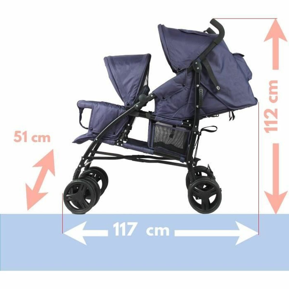 Детская коляска Bambisol Double Cane Тёмно Синий-4
