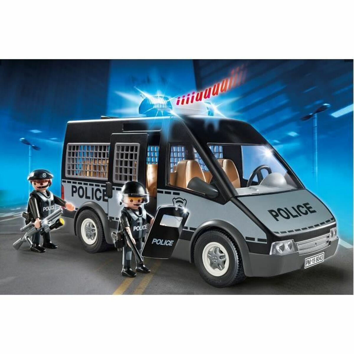 Playset Playmobil 6043 Police van with siren and flashing light-2