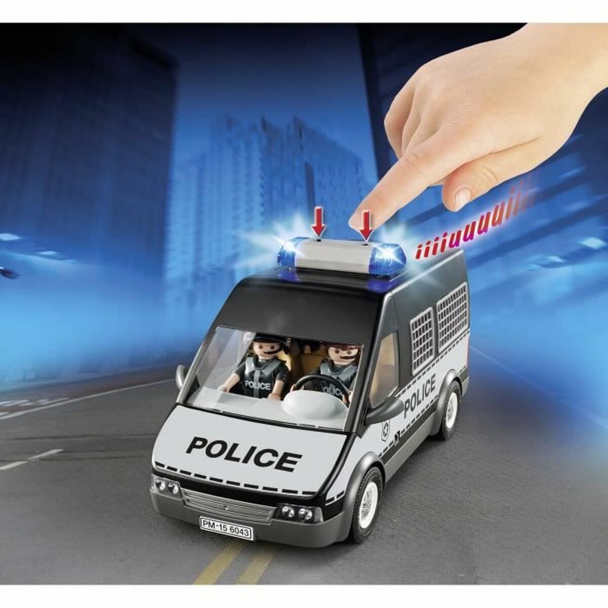 Playset Playmobil 6043 Police van with siren and flashing light-4