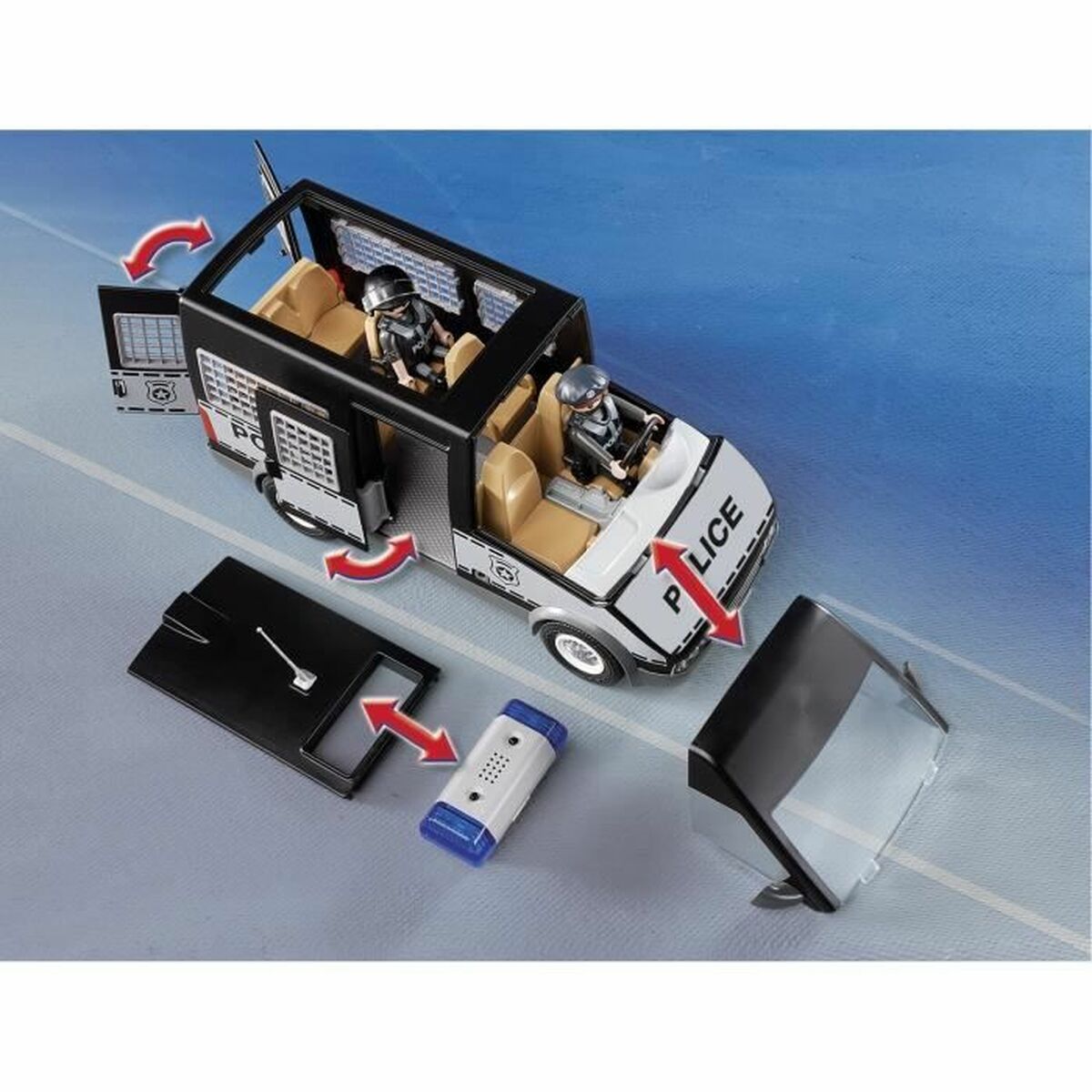 Playset Playmobil 6043 Police van with siren and flashing light-5