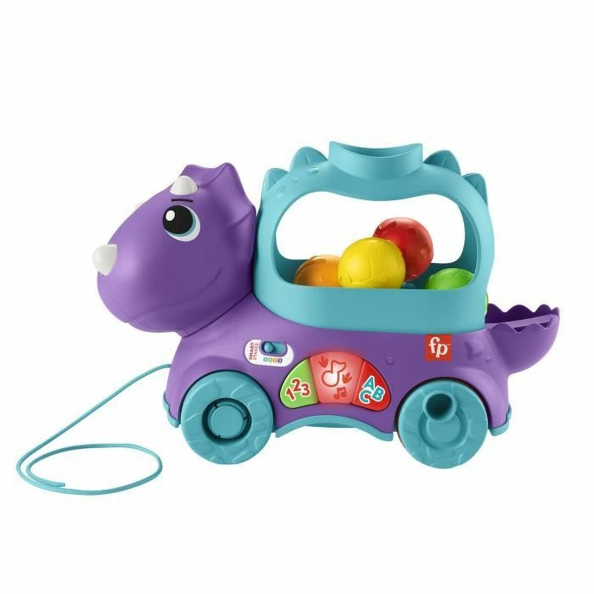 Динозавр на веревочке Fisher Price TRICERATOPS LANCE BALLES-4