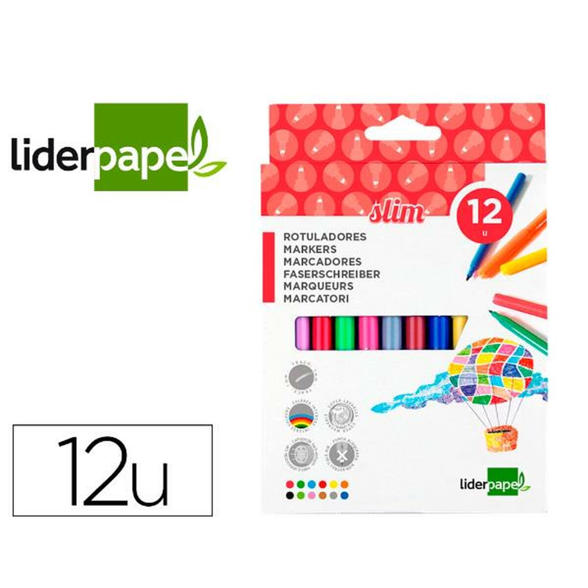 Набор маркеров Liderpapel RT12 Разноцветный 12 Предметы-2