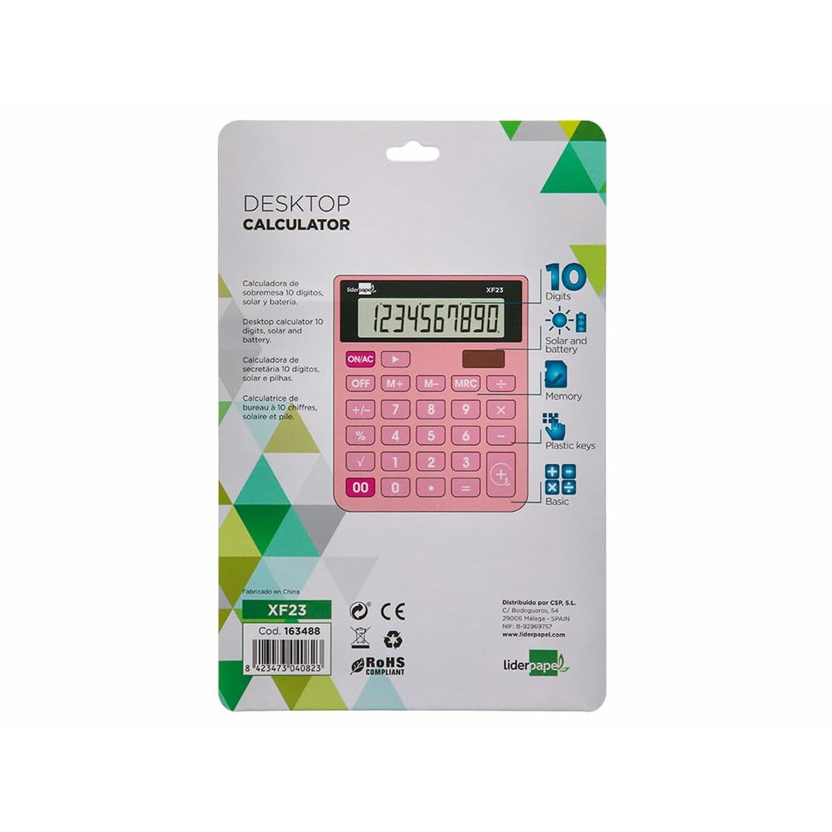 Калькулятор Liderpapel XF23 Розовый Пластик-5