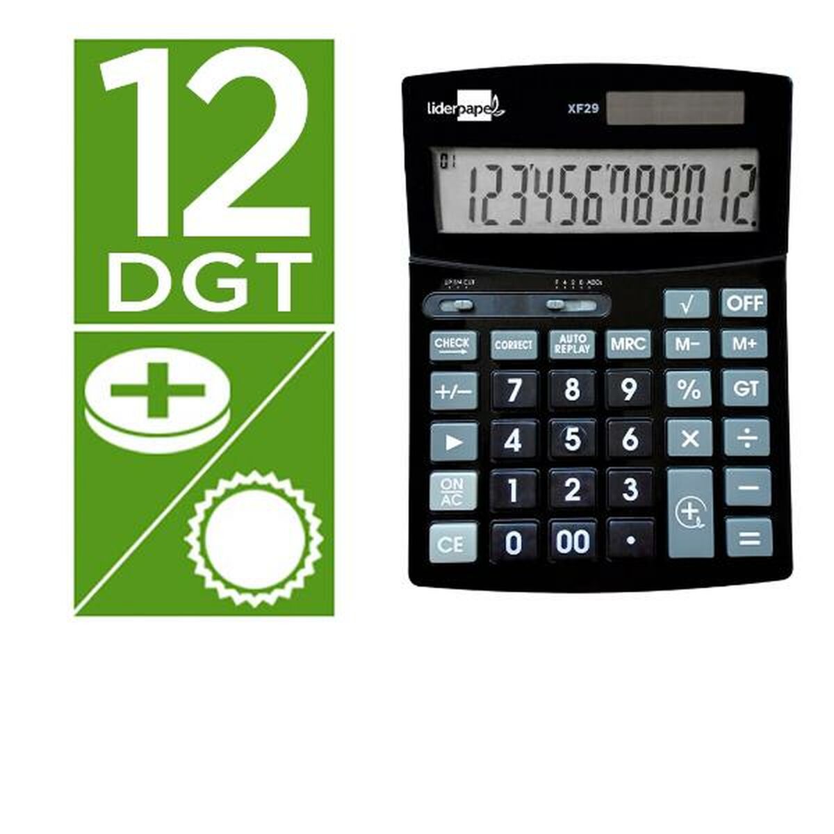 Калькулятор Liderpapel XF29 Чёрный Пластик-2