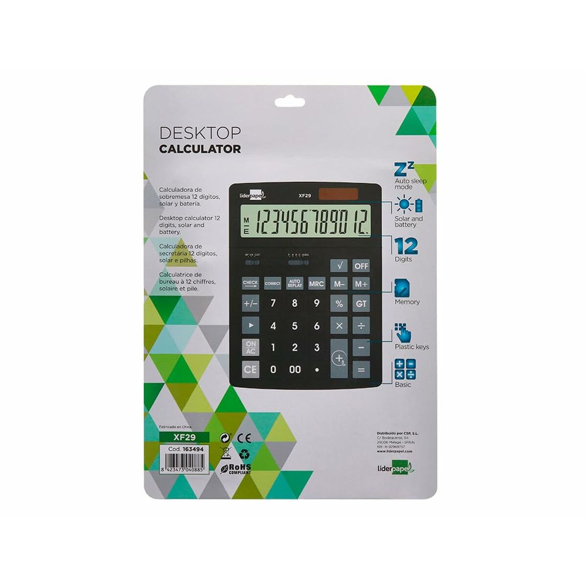 Калькулятор Liderpapel XF29 Чёрный Пластик-5