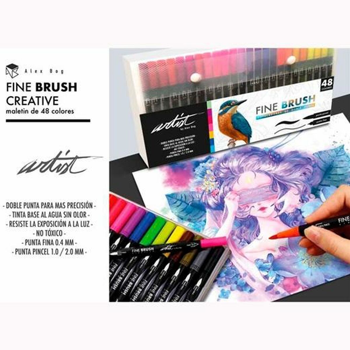 Набор маркеров Alex Bog Fine Brush Creative 48 Предметы Разноцветный-2