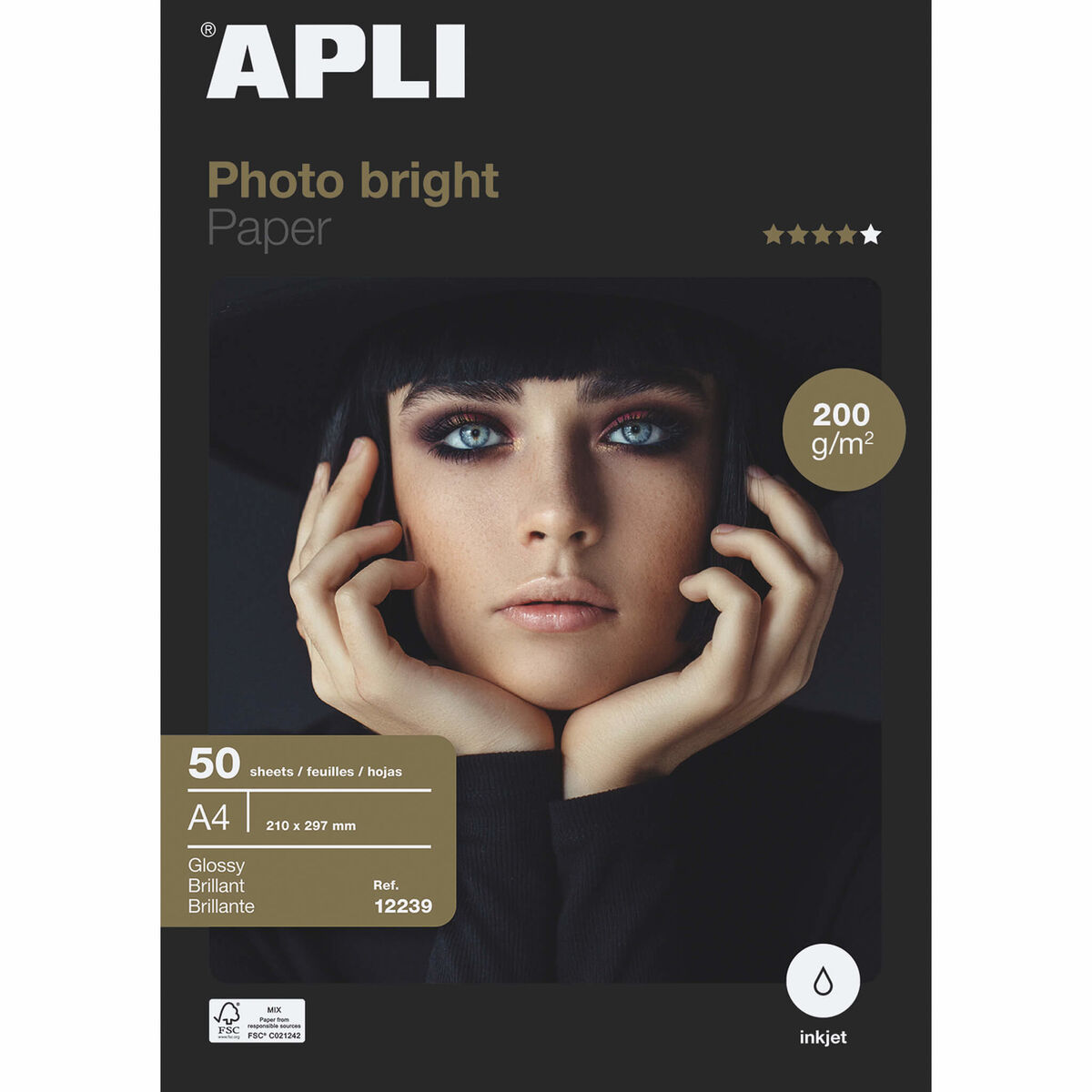 Glossy Photo Paper Apli Inkjet A4 100 Leaves-2