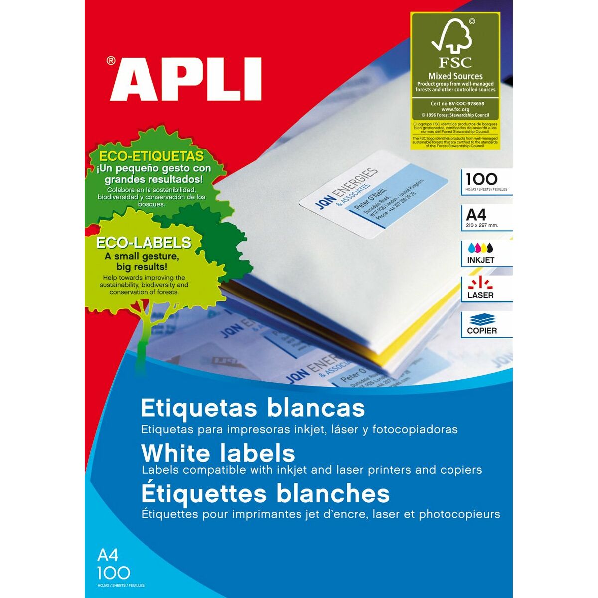 Adhesives/Labels Apli 581295 100 Leaves 70 x 50.8 mm paper 100 Items-2
