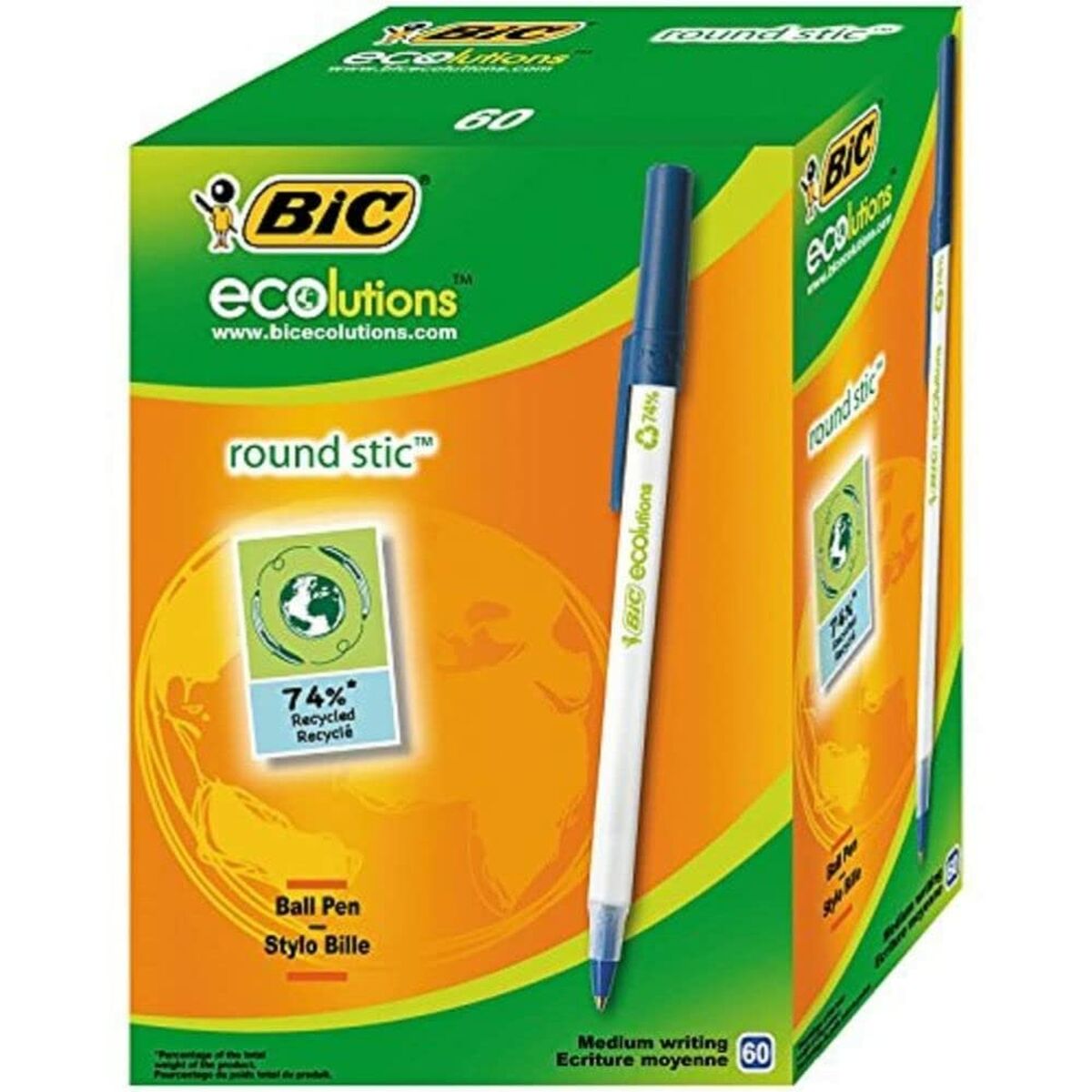 Pen Bic Ecolutions Round Stic Blue 0.32 mm 60 Items-2