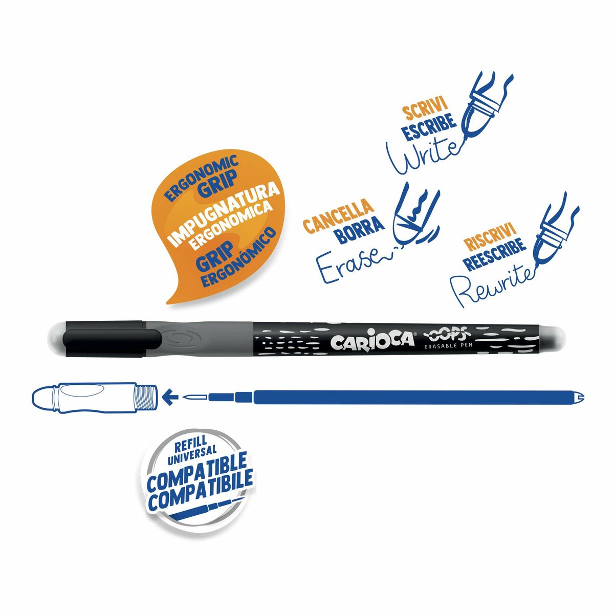 Ручка Carioca Oops Чёрный 0,7 mm 12 Предметы-2