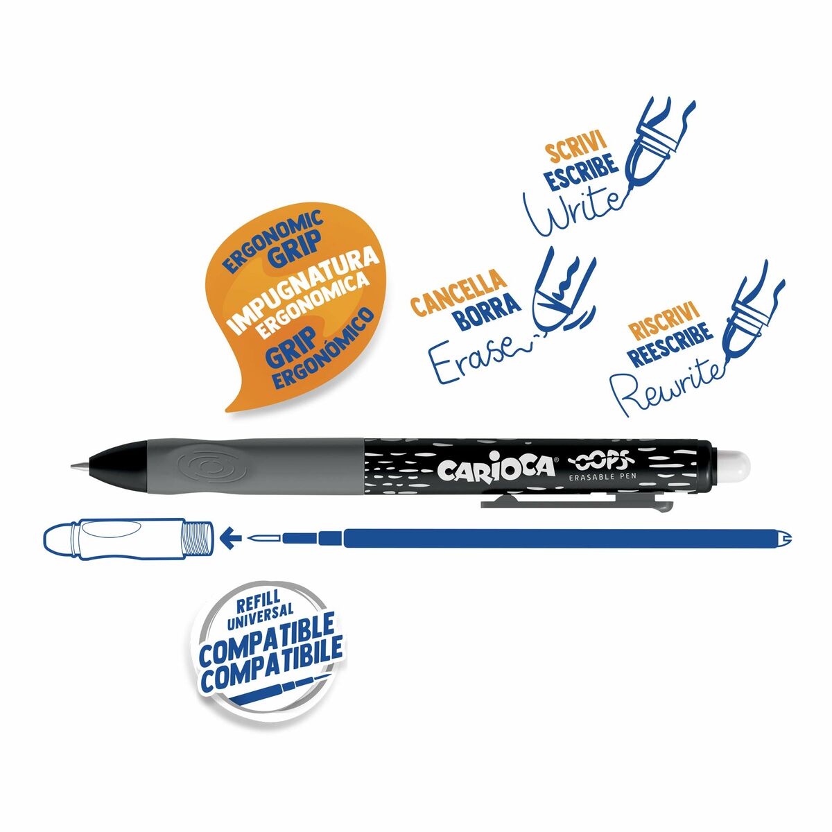 Handle Carioca Oops Black 0.7 mm (12 Items)-2