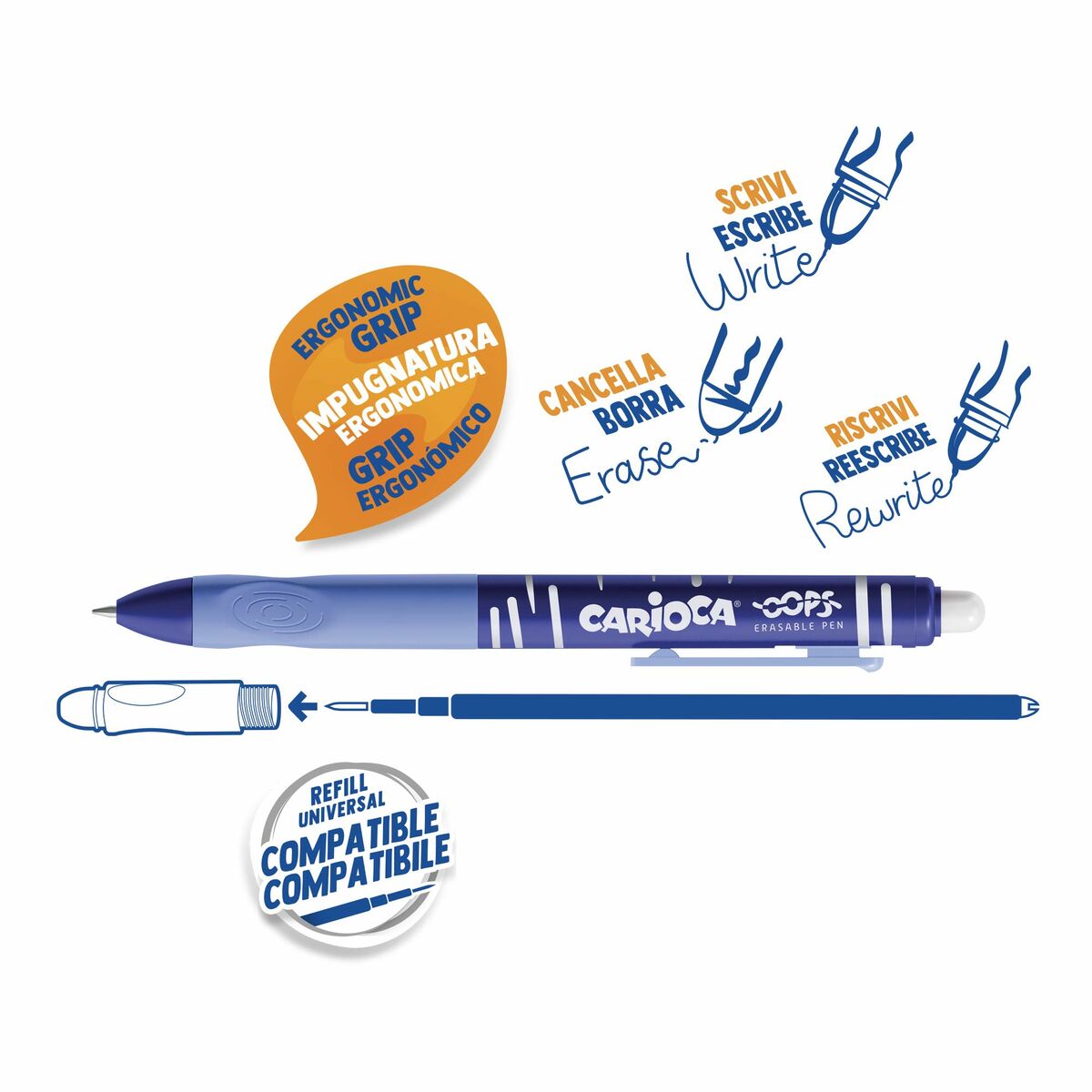 Handle Carioca Oops Blue 0.7 mm (12 Items)-2