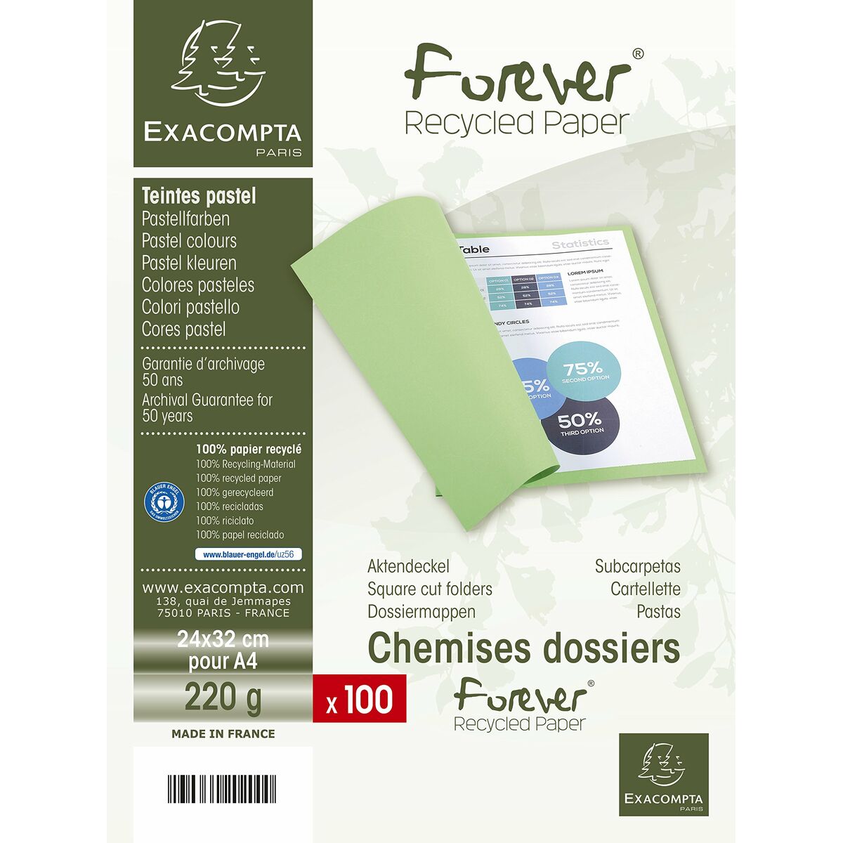 Подпапка Exacompta Forever Кремовый A4 100 Предметы-5