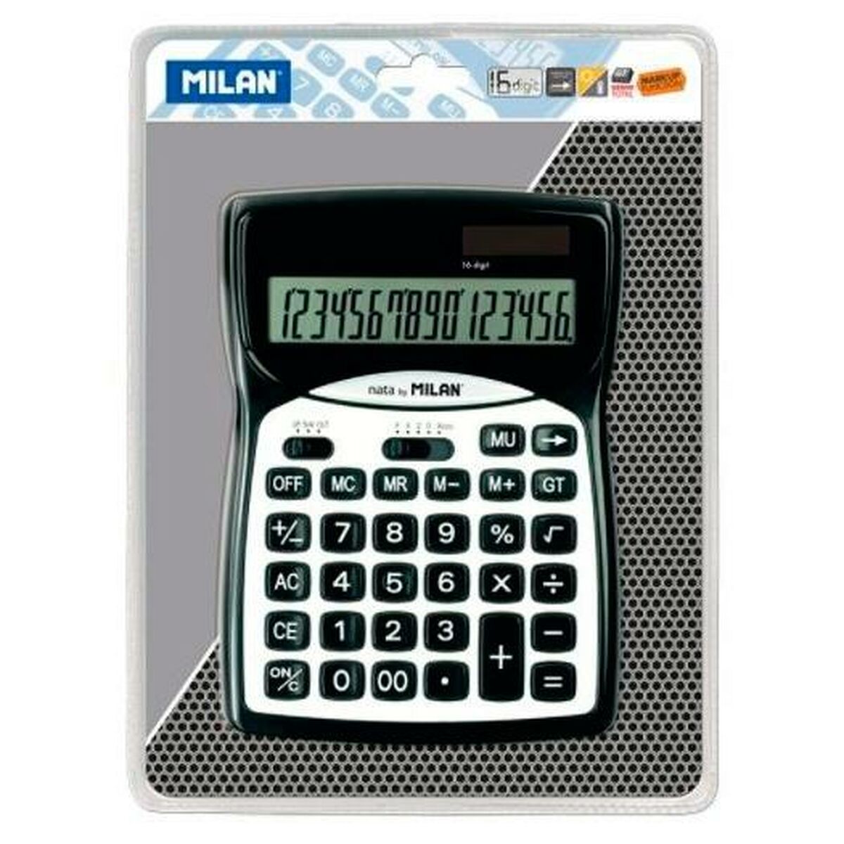 Calcolatrice Milan Plastica nera 18,7 x 13,5 x 2,5 cm