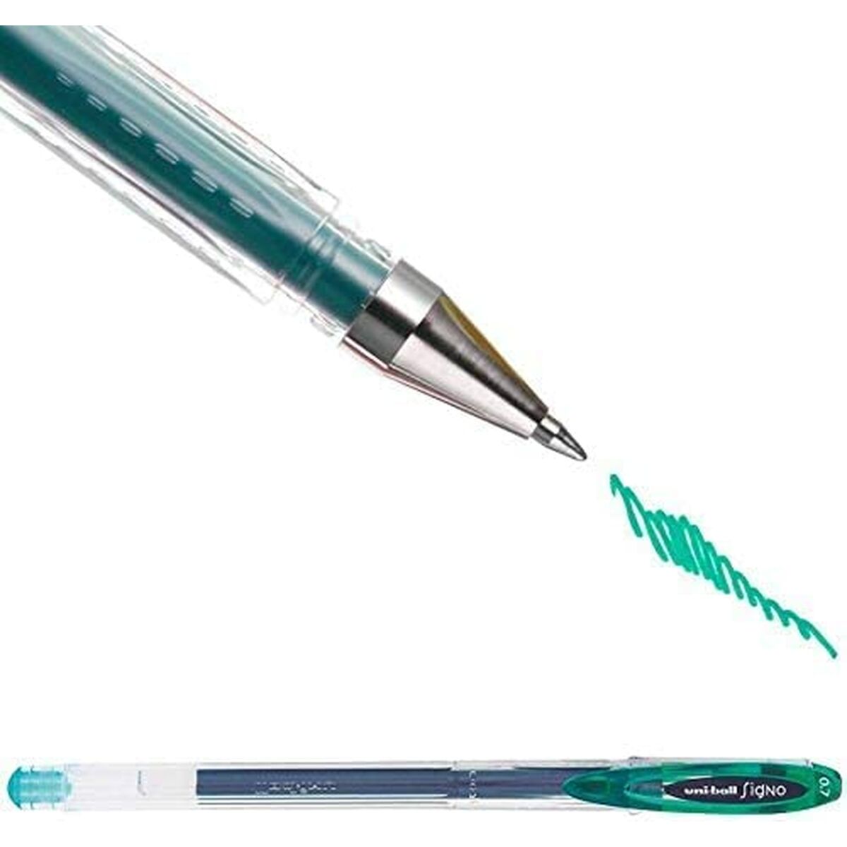 Ручка с жидкими чернилами Uni-Ball Rollerball Signo Basicos UM-120 Зеленый 0,5 mm (12 Предметы)-2