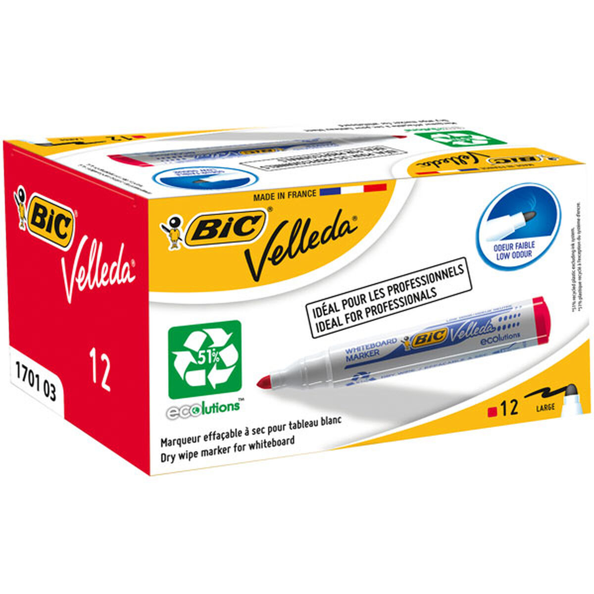 Liquid markers Bic Velleda Ecolutions 1701 Red (12 Items)-2