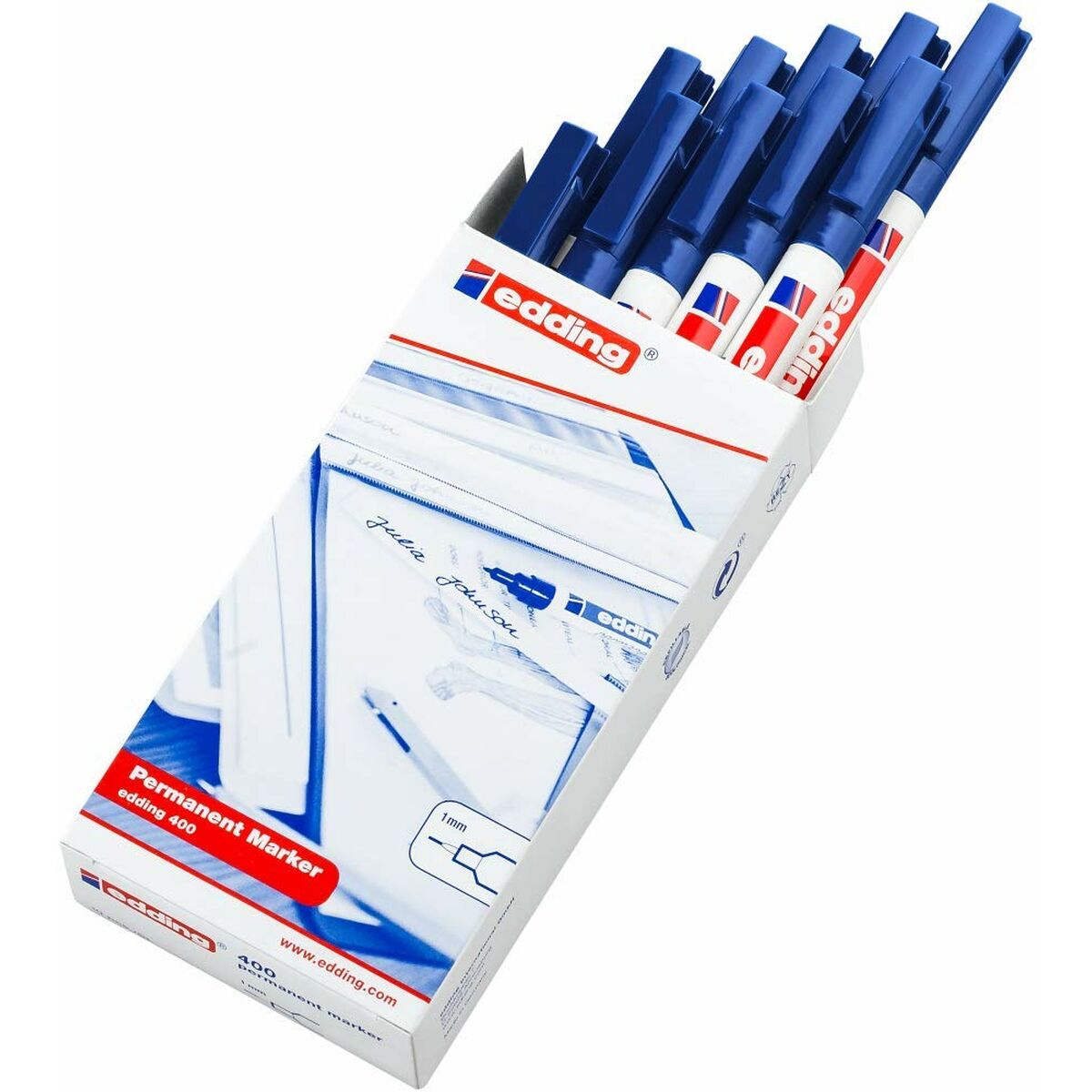 Permanent Marker Edding 400 Blue (10 pieces)-4