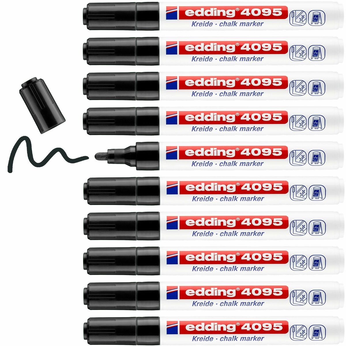 Liquid markers Edding 4095 Black (10 pieces)-2