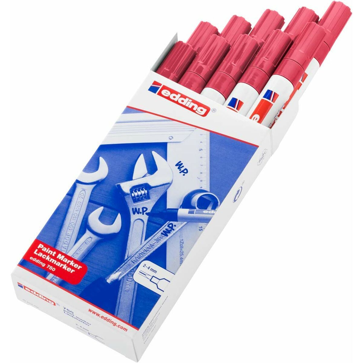 Permanent marker Edding 750 Red (10 pieces)-4