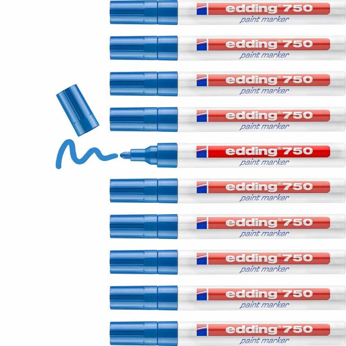 Постоянный маркер Edding 750 Синий (10 штук)-3