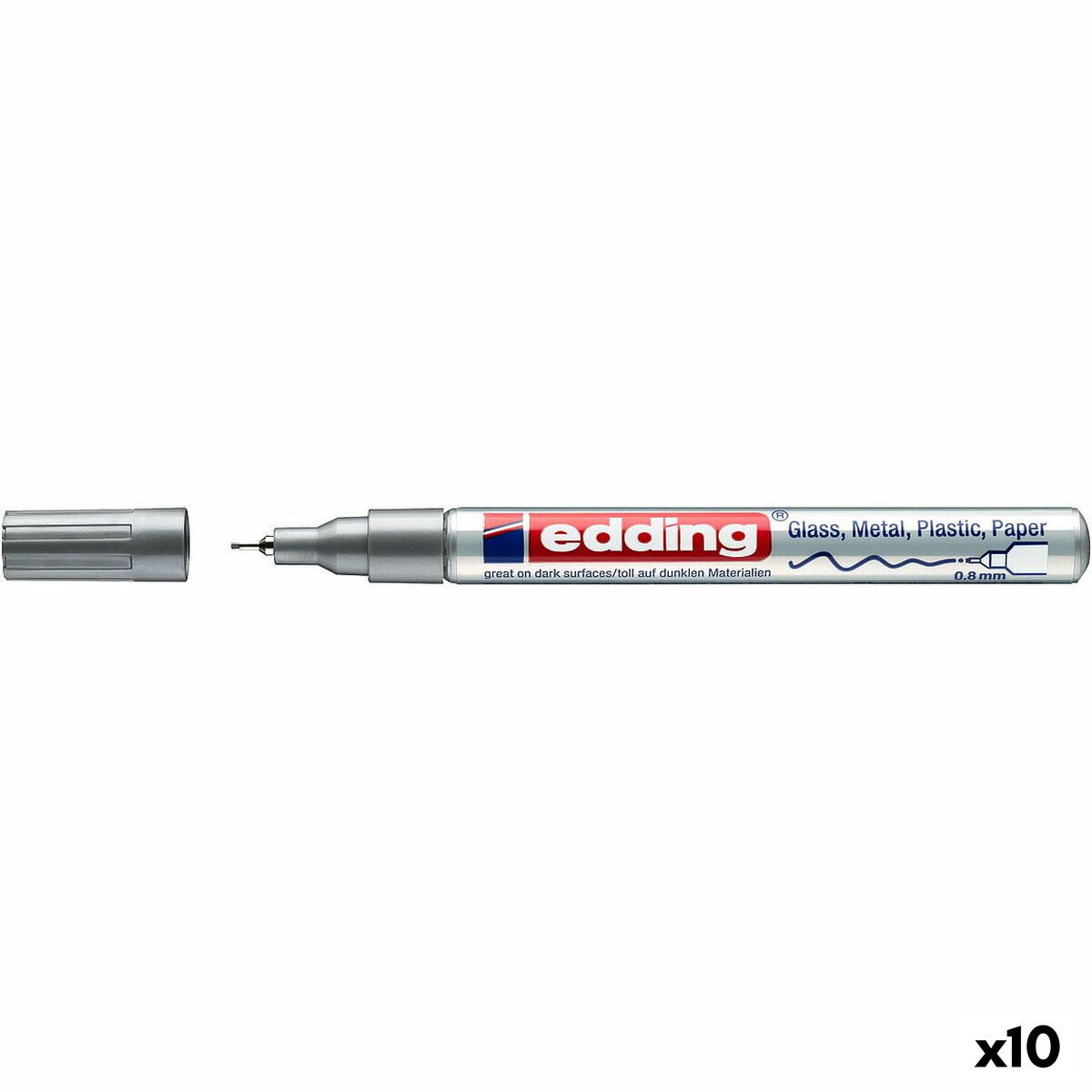 Постоянный маркер Edding 780 Серебристый (10 штук)-2