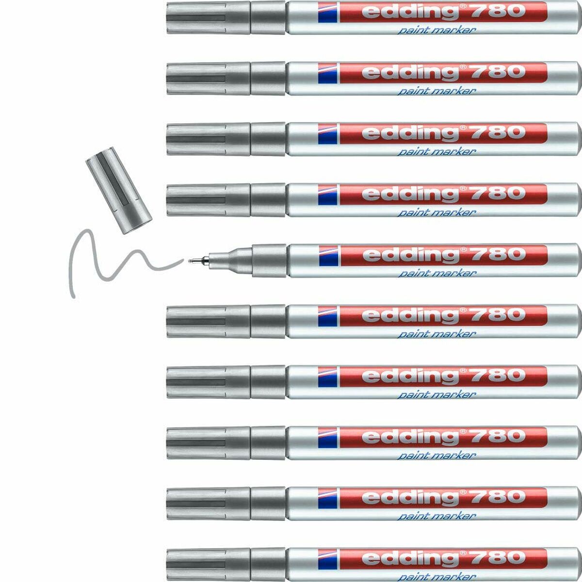 Постоянный маркер Edding 780 Серебристый (10 штук)-4